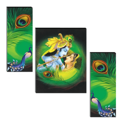 paintings Set of 3 Radha Krishna with couple peacock wall painting home décor items