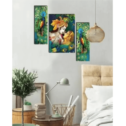 Radha Krishna Religious modern art self adeshive wall painting for home decoration 12 inch x 18 inch