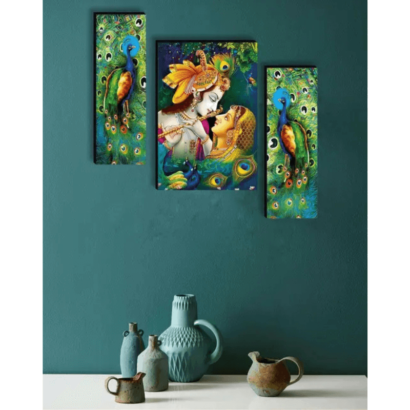 Radha Krishna Religious modern art self adeshive wall painting for home decoration 12 inch x 18 inch
