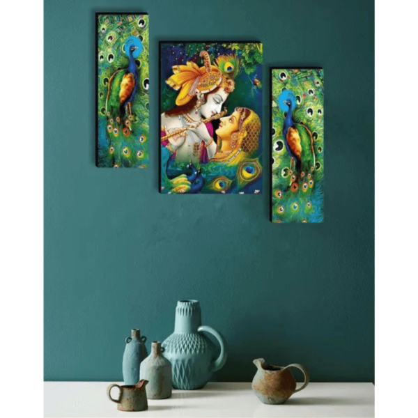 Radha Krishna Religious modern art self adeshive wall painting for home decoration 12 inch x 18 inch