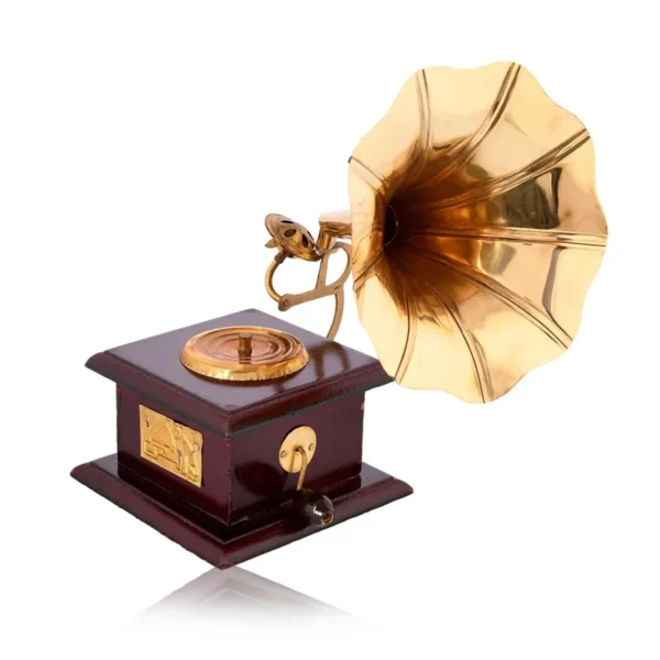 Golden Metal Gramophone For Table Top Decor Decorative Showpiece For Home|Office|Gift Item