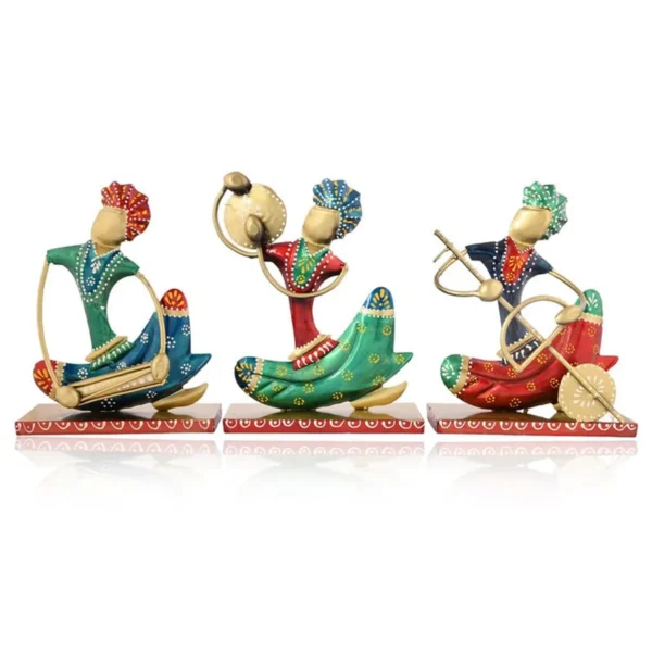 Golden Metal Nagpuri Musician For Table Top Decor Decorative Showpiece For Home, Office, Gift Item,Diwali