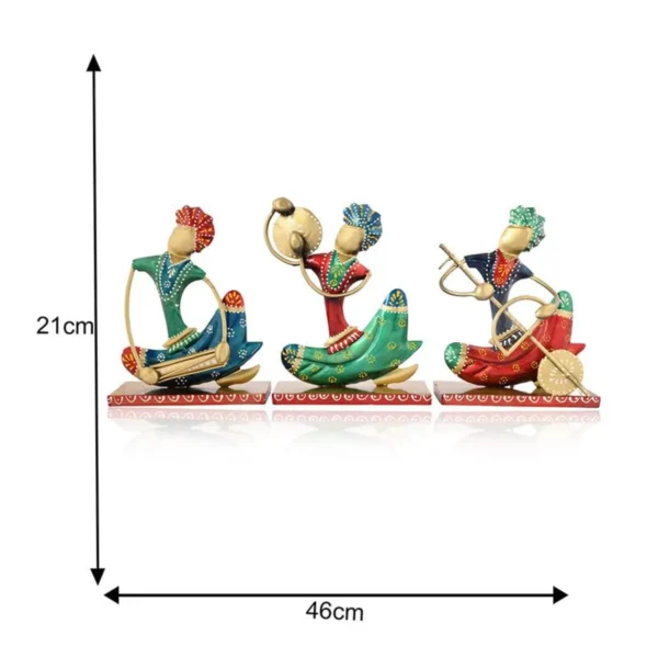Golden Metal Nagpuri Musician For Table Top Decor Decorative Showpiece For Home, Office, Gift Item,Diwali
