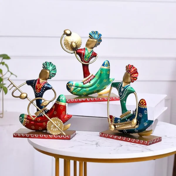 Golden Metal Nagpuri Musician For Table Top Decor Decorative Showpiece For Home, Office, Gift Item,Diwali