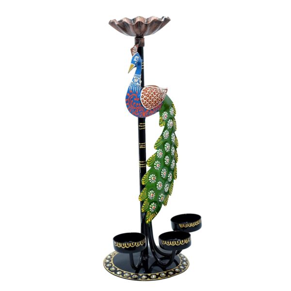 Iron Multicolor Peacock Tealight Candle Holder