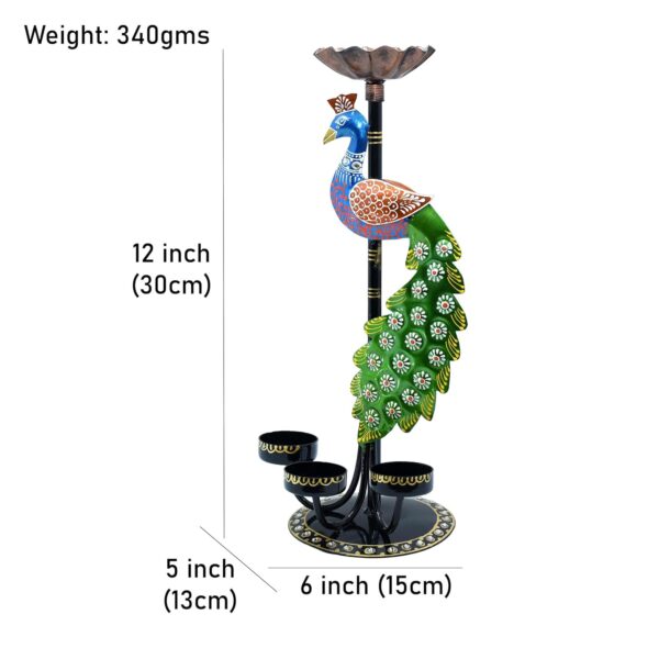 Iron Multicolor Peacock Tealight Candle Holder