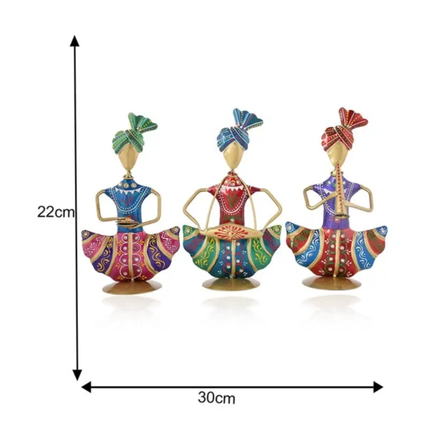 Metal Sitting Sardar Set of 3 For Table Top Decor Showpiece Statues for Home, Office, Temple Decor for Religious Occasions & Festivals