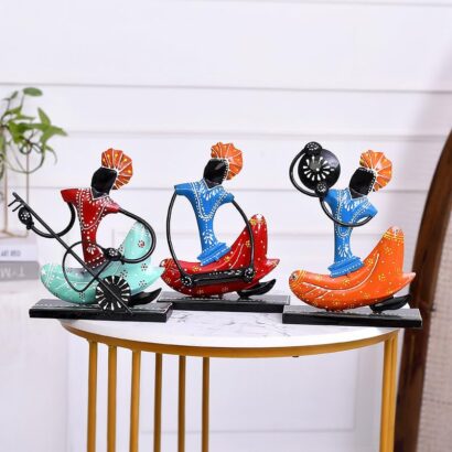 Black Metal Nagpuri Musician For Table Top Decor Decorative Showpiece For Home