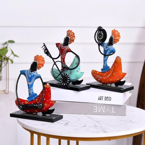 Black Metal Nagpuri Musician For Table Top Decor Decorative Showpiece For Home