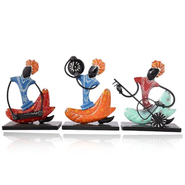 Black Metal Nagpuri Musician For Table Top Decor Decorative Showpiece For Home
