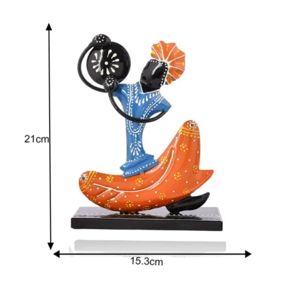 Black Metal Nagpuri Musician For Table Top Decor Decorative Showpiece For Home