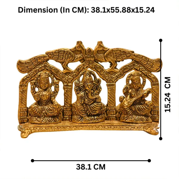 Golden Metal Double More Laxmi, Ganesh, Sraswati For Home Temple | Office Temple | Gifting