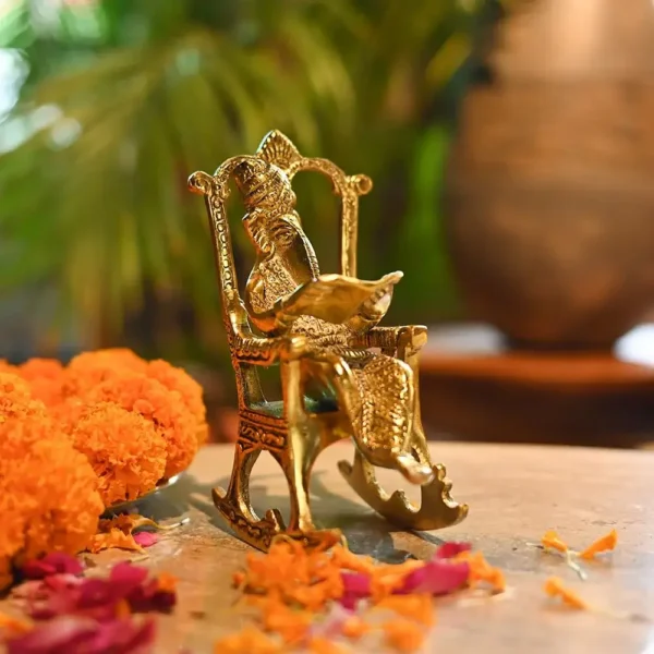 Golden Metal Ganesha Seating On Chair For Home Temple || Office Temple || Gifting || Diwali Pooja