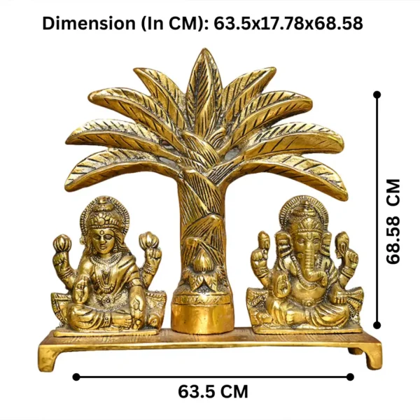Golden Metal Laxmi Ganesh With Khajur Tree Design For Home Temple | Office Temple | Gifting | Diwali Pooja