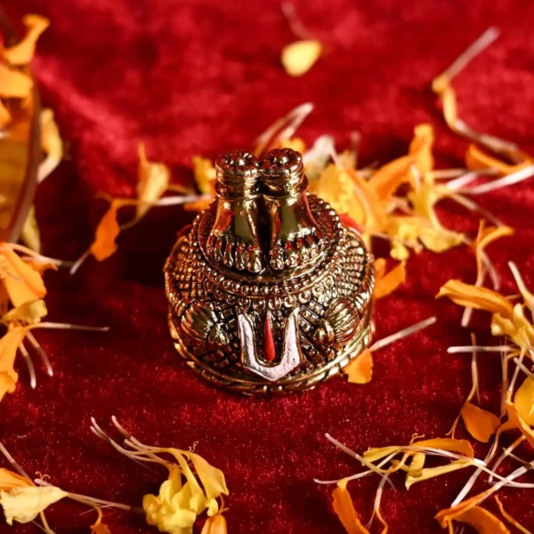 Golden Polyresin Hanuman Charan Paduka Idol For Home Temple Decoration