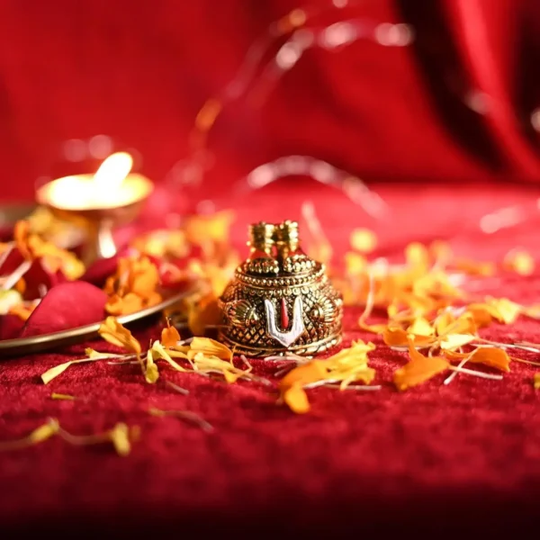 Golden Polyresin Hanuman Charan Paduka Idol For Home Temple Decoration