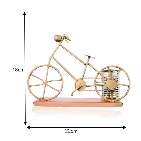 Handcrafted Metal Golden Cycle Pen Stand | Pen Holder for Home