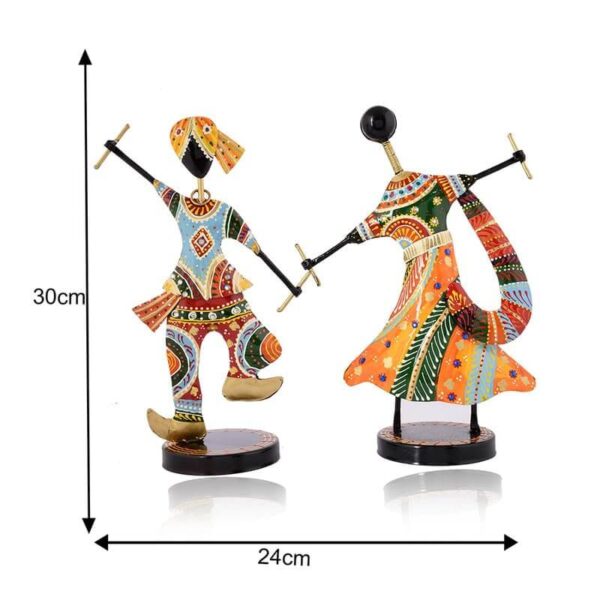 Metal Dandiya Couple For Table Top Decor Decorative Showpiece For Home | Office | Anniversary Gifts | Wedding Gifts