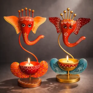 Metal Ganesh tea light stand