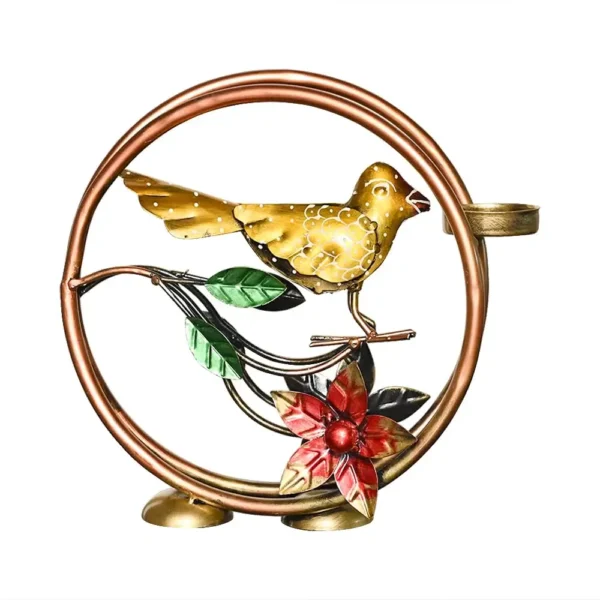 Metal Round Bird Tealight Candle Holder For Living Room Decorative Showpiece For Home Decor