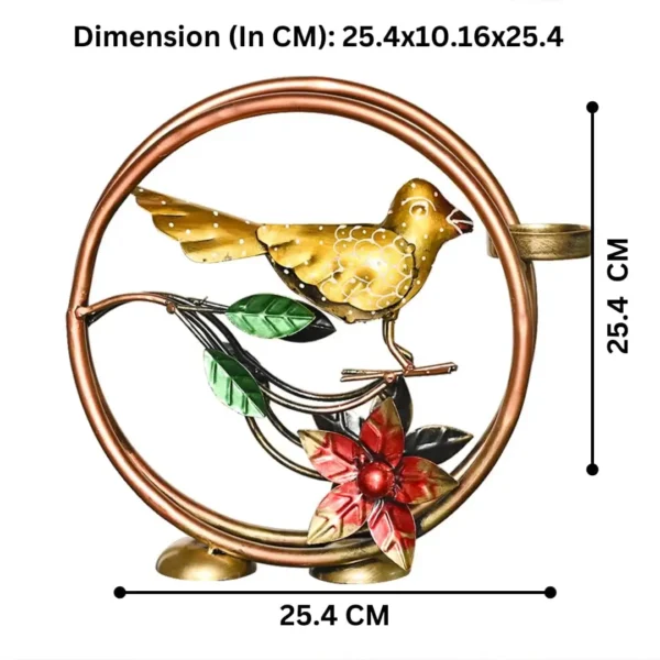 Metal Round Bird Tealight Candle Holder For Living Room Decorative Showpiece For Home Decor