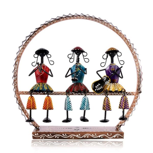Metal Round Doll Musician For Table Top Decor Decorative Showpiece For Home, Office, Gift Item