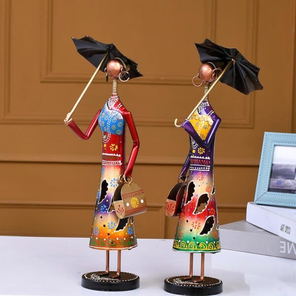 Metal Umbrella Dolls For Table Top Decor Decorative Showpiece For Home | Office | Anniversary Gifts | Wedding Gifts
