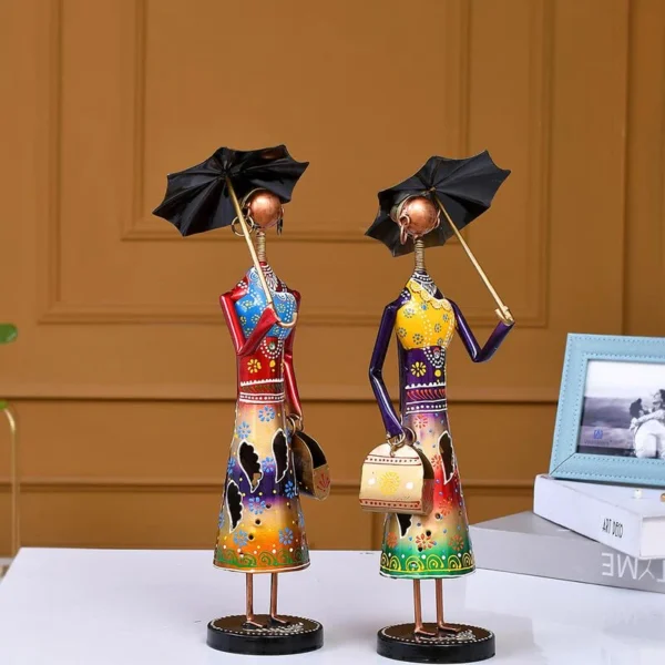 Metal Umbrella Dolls For Table Top Decor Decorative Showpiece For Home | Office | Anniversary Gifts | Wedding Gifts