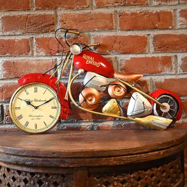 Red Metal Bike Wall Clock