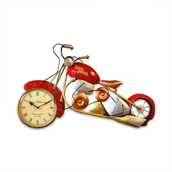 Red Metal Bike Wall Clock