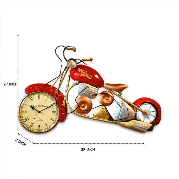Red Metal Bike Wall Clock