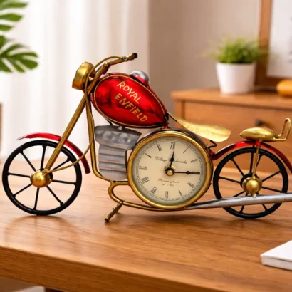 Royal Enfield vintage metal bike table clock