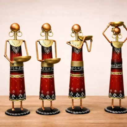 Traditional Tribal Metal Showpiece Set Decorative Home Accent