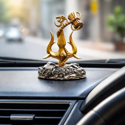 Trishul with Damru idol for car dashboard decor