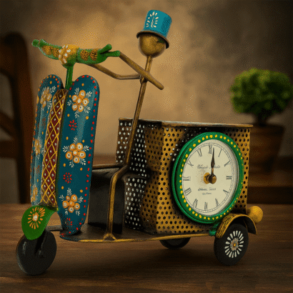 Scooter Pen Stand with Clock