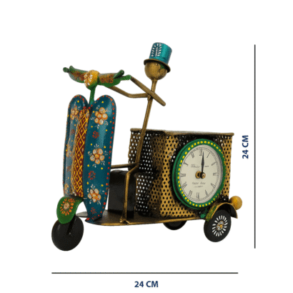 Scooter Pen Stand with Clock