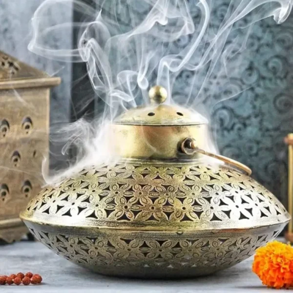 Antique Metal Handi Degchi Dhoop Dani Pot Diya Lantern Incense T-Light Candle Holder for Home Decor
