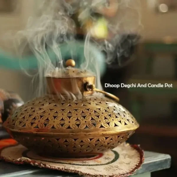 Antique Metal Handi Degchi Dhoop Dani Pot Diya Lantern Incense T-Light Candle Holder for Home Decor