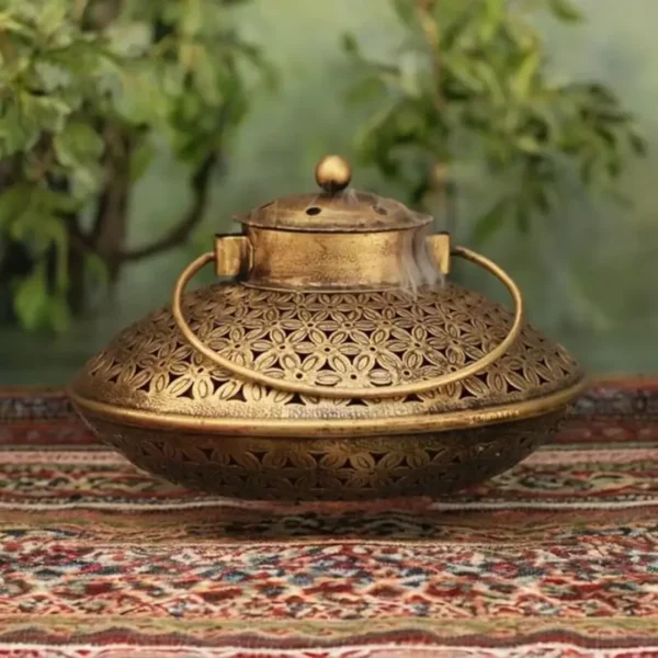 Antique Metal Handi Degchi Dhoop Dani Pot Diya Lantern Incense T-Light Candle Holder for Home Decor
