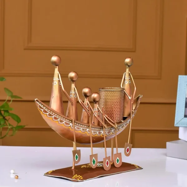 Antique Pen Holder Metal Boat Ship Decorative Items And Showpiece For Office Desk | Study Table | Gifting