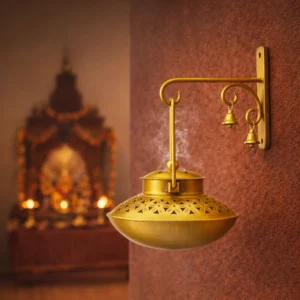 Brass hanging dhoop dani with bells for pooja