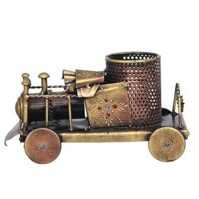 Handmade iron train engine model pen stand India