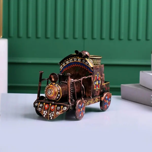 Metal Antique Printed Engine Pen Holder/Pen Stand For Office Desk | Study Table | Gifting