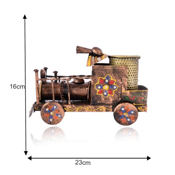 Metal Antique Printed Engine Pen Holder/Pen Stand For Office Desk | Study Table | Gifting