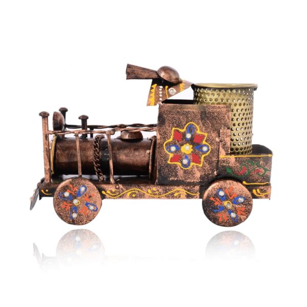 Metal Antique Printed Engine Pen Holder/Pen Stand For Office Desk | Study Table | Gifting