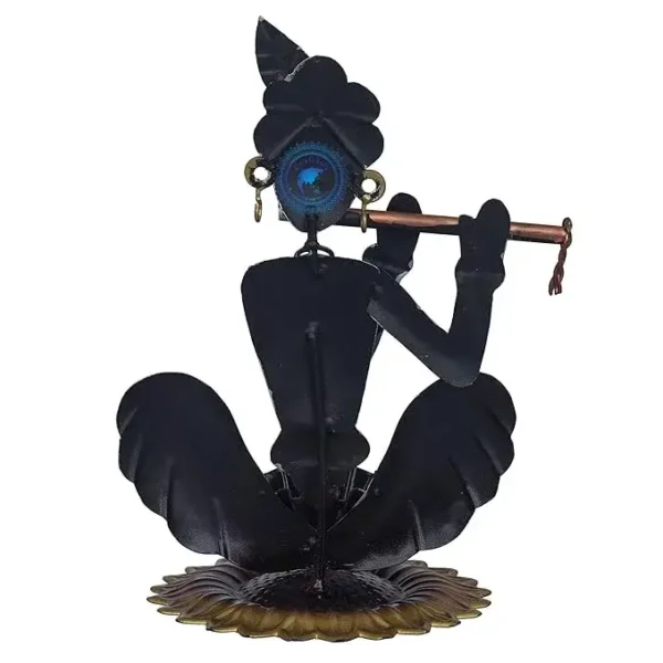 Handcrafted Red & Blue Printed Krishna Tealight Candle Holder Showpiece For Janmasthmi, Home Decoration, Diwali Decor and Festive Ambiance