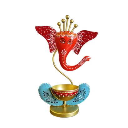Handcrafted Decorative Ganesh T-Light Candle Holder for Diwali, Puja Room, Festive Home Decor & Gifting (1)