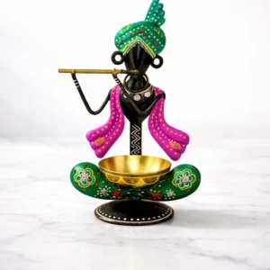 Handcrafted Krishna t-light candle holder