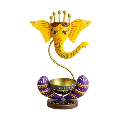 Handmade Ganesh T-Light Candle Holder for Diwali, Puja Room, Festive Home Decor & Gifting-2