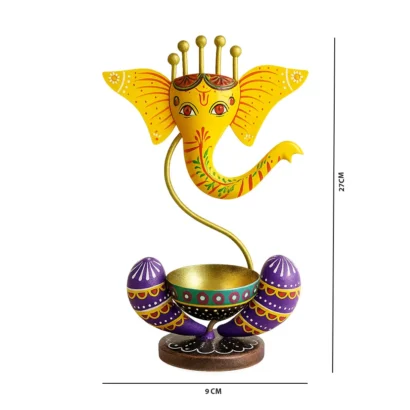 Handmade Ganesh T-Light Candle Holder for Diwali, Puja Room, Festive Home Decor & Gifting-3